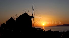 Magical sunset time in Mykonos Island