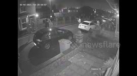 CCTV captures sword-wielding assailants being chased off by man with garden spade in Walsall, UK