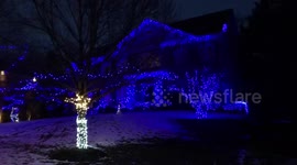Blue and White Lights light up Mansion