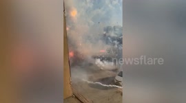 Thousands of fireworks set off after stall catches fire in northern China