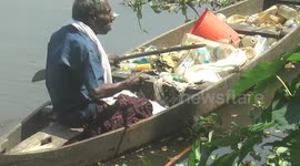 Paralysed Indian man devotes himself to cleaning plastic from lake