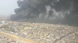 Plumes of thick, black smoke billow from scrapyard fire in Mumbai, India