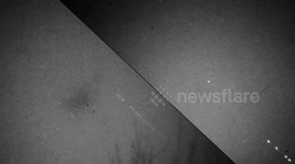 SpaceX's Starlink L18 satellite train filmed with night vision cameras over England.