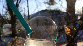Freezing bubbles in -32 celsius weather