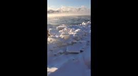 Smoke on the water: Polar vortex slams Lake Superior shoreline in Duluth, Minnesota as wind chill drops temperatures to -35 degrees