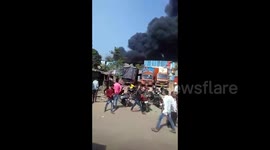 Huge plumes of smoke rise from massive scrapyard fire in Mumbai