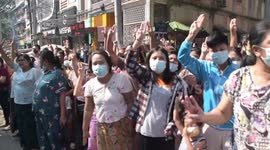 Myanmar residents line streets for mass protest against military coup