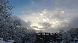 Time Lapse Fiery Sunset After the Snow Storm in Brooklyn