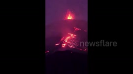 Lava spews from Pacaya volcano in Guatemala