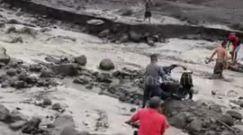 Mount Semeru lava, East Java Indonesia, sweeps away one car