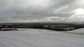 Drone footage of snow left by storm Darcy melts leaving only a few areas covered in white