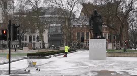 Snow Sweeper Cleans The Snow Around Sir Winston Churchill