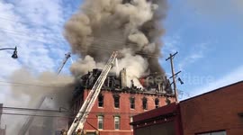 4-alarm fire In Pittsburgh causes building to collapse in intense footage