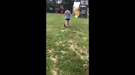 Rescued RACCOON follows rescuer