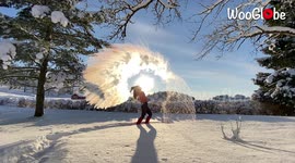 This is what happens when you throw boiling water into the air in a sub-zero Norway
