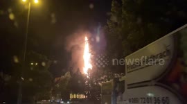 5G Opponent Burning down Transmission Mast