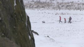 Storm Darcy - Heavy snow falls in Leicestershire as people are seen sledding and snowboarding