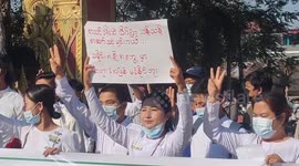 Teachers in Myanmar rally and continue protests against military coup
