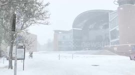 Watch as sudden snow storm blankets Norwich city centre as UK's cold winter continues