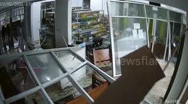 Pharmacy destroyed by blistering winds in Indonesia