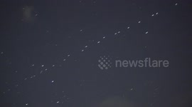 SpaceX Starlink 18 satellite train as seen from Switzerland