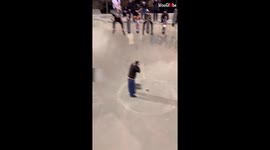 Crazy Blindfolded Skateboard Stunt