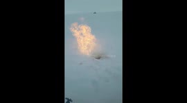 Russian fisherman manages to set fire to hole on frozen lake