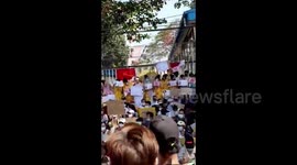 Myanmar: Feb 11 Coup Protest – Protesters Gather Outside UN Office In Yangon