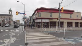 Retail stores restautants and small business owners on The Danforth protest the COVID lockdown in Toronto Canada as the recession worsens and puts them out of business