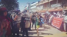 Anti-coup protesters hold march in rural Tachileik, Myanmar