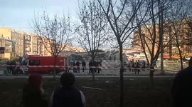Scene cordoned off after explosion leaves supermarket in ruins in southern Russian city