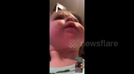 Adorable toddler steals grandmother's phone while on FaceTime and runs around the house