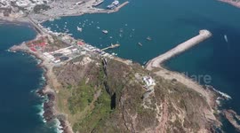 Aerial view of the Malecon of the city of Mazatlan, Sinaloa. Maritime port, sea water, bay, panoramic. 2021 in Mazatlan, Mexico