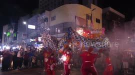 Spectacular dragon dance for Chinese New Year in Chiang Mai,Thailand