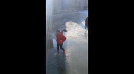 Ice skaters saved from melting Court Pond