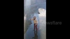Ice skaters saved after icy waters begin to melt on Dutch lake in Netherlands