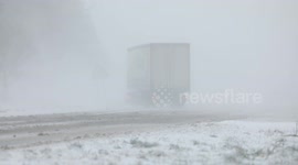 Beast from the East 2: Jackknifed lorry on Glenshane Pass, Northern Ireland during snow storm