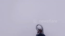 Walking Through Snow In Goshen Ohio