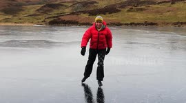 The Ice District? Skaters take to ice of frozen lakes in Cumbria in the UK