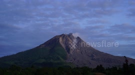 Sinabung volcano timelapse video when exposed to the morning sun