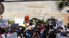 Hundreds protest outside US embassy in Myanmar