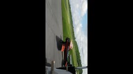 Bi-plane taxing on the runway at the aviation museum in Ottawa