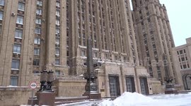 Snow blankets Moscow - snowdrifts outside the Ministry of Foreign Affairs of Russia
