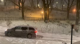 Time Lapse of two-wheel drive Minivan unable to navigate uphill during Dec. 2020 Winter Storm #gail