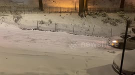 Front-wheel drive Toyota sedan successfully makes it uphill during the December 2020, Winter Storm Gail, NYC
