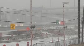 Snow in Austin Texas, on top of icy roads