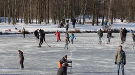 Frozen lake in Eindhoven turns into ice rink as Europe freezes over