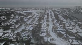 Texas Winter Storm - Drone aerial view from Galveston