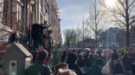 No social distancing or face masks during street party in Netherlands