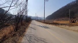 Driving in a road, winter Korea, outside